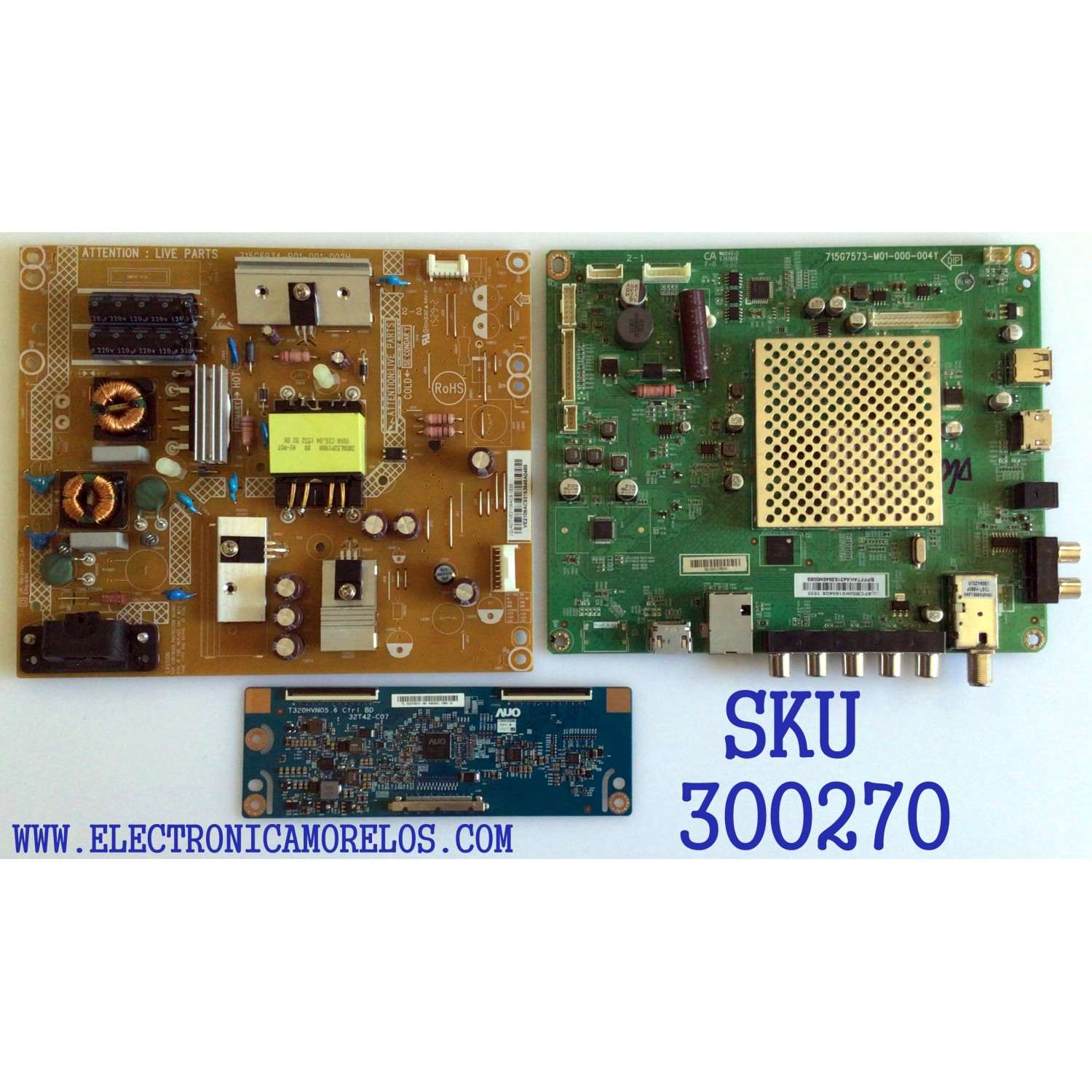 KIT DE TARJETAS PARA TV VIZIO / NUMERO DE PARTE MAIN 756TXFCB02K0160 / XFCB02K016 / T-CON 5532T42C19 / 55.32T42.C19 / FUENTE ADTVE2108AC9 / 715G6934-P01-001-002H / DISPLAY T320HVN05.8 / PANEL TPT315B5-EUJFFA REV:S1V / MODELO E32-C1 LTTWSJAR
